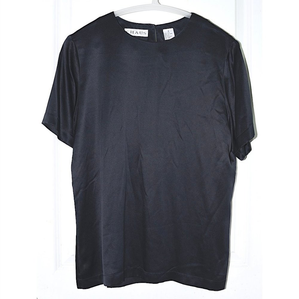 Chaus Prob Vintage 90s 100% Silk Short Sleeve Blouse